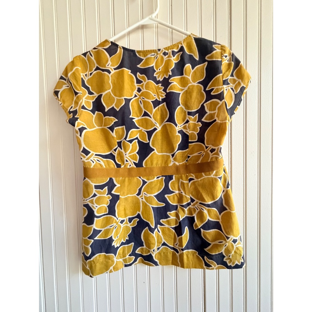 Boden Yellow Floral Scoop-Neck Blouse - Picture 2 of 10